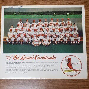 Vintage MLB St. Louis Cardinals 1970 Team Picture Collectible Autographs on Back